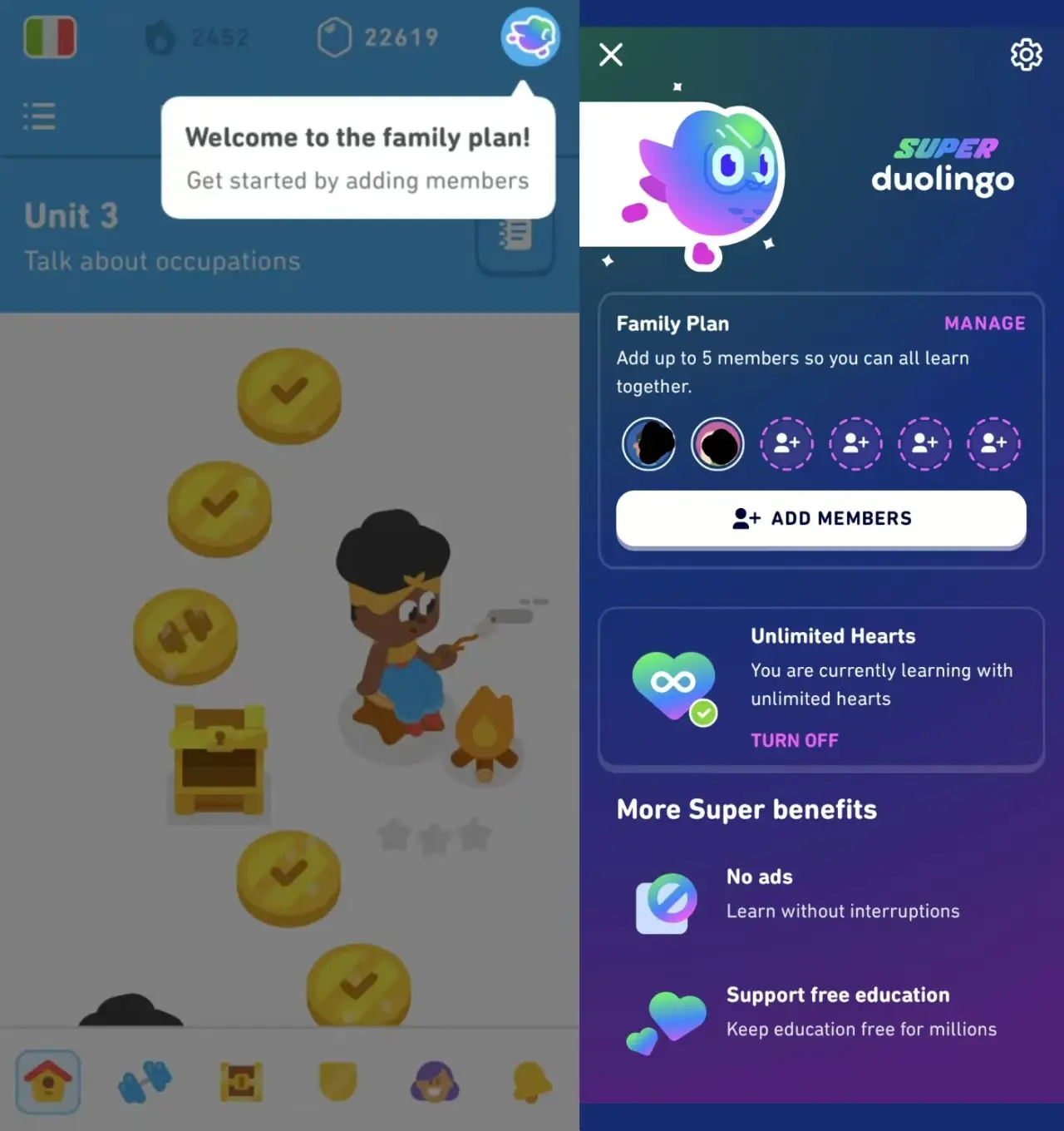 Duolingo ファミリーグループに他の人を招待する方法は?
